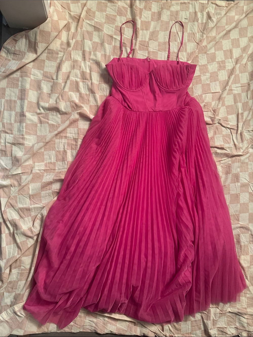 Hutch Fuchsia Pleated Midi Dress NWOT